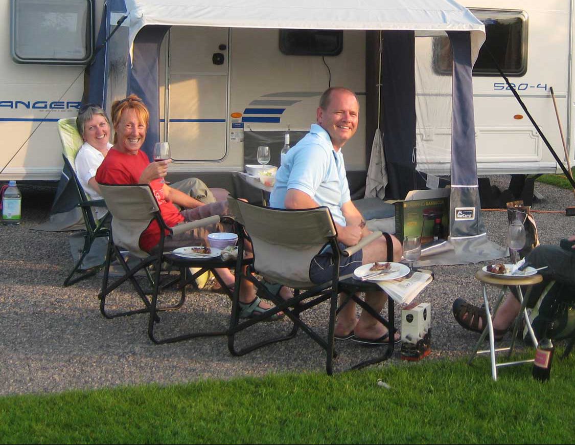 Guests relaxing at an adults-only caravan park