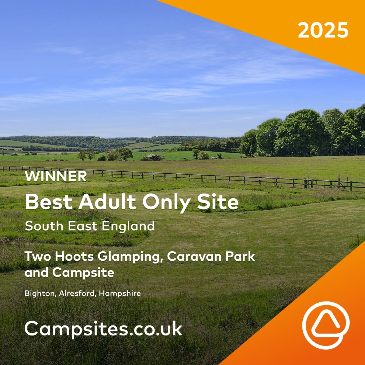 Campsite’s 2025 award for ‘Best Adult Only Site - South East England’ 